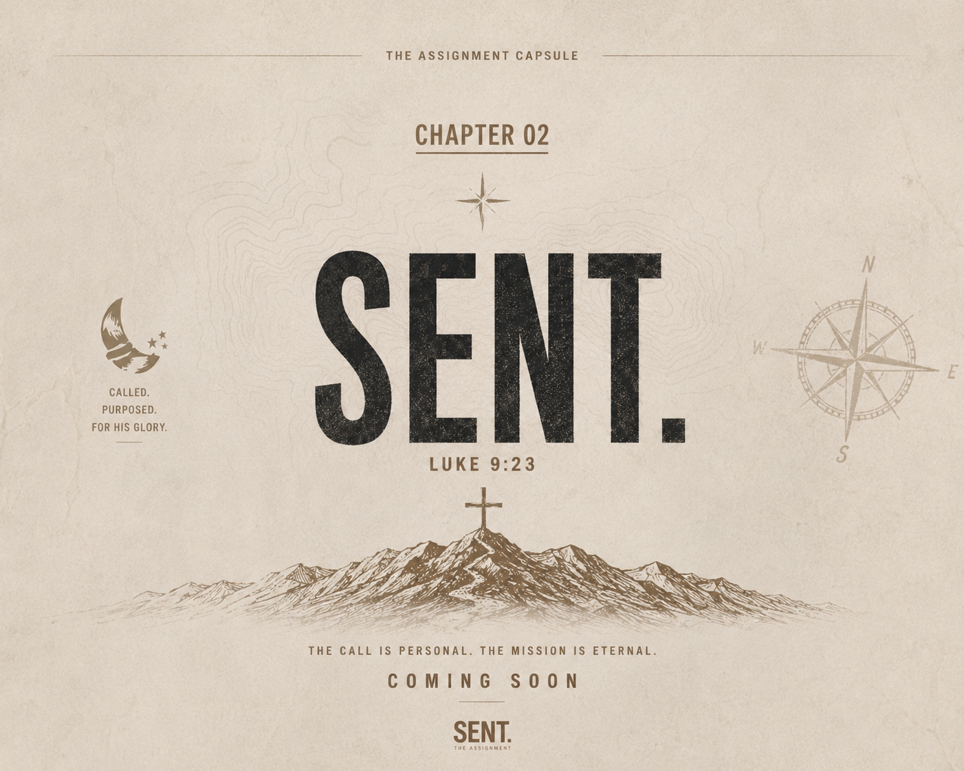SENT — Chapter 02 of The Assignment Capsule, cream artwork with mountain and compass illustrations